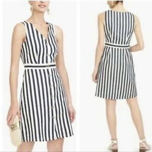 J. Crew Button Front Stripe Linen Dress